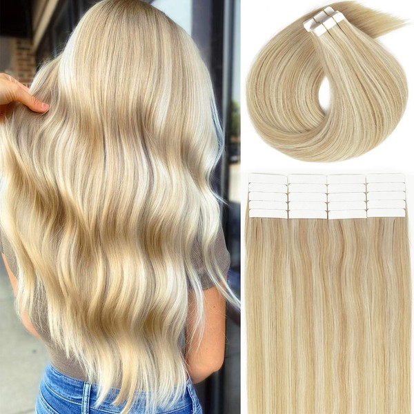 Lacerhair Hair Extensions Tape in Human Hair 16 Inch Straight