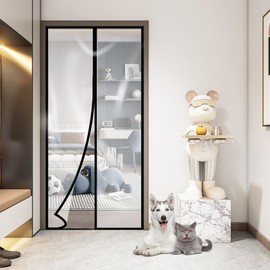 Transparent Insulated Door Curtain, Sunmoxia Magnetic Thermal Insulated Door Screen Auto Closer Screen Door for Kitchen, Bedroom, Air Conditioner Room, Fits Door up to 36" x 82"