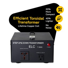 ELC T-3000 3000-Watt Voltage Converter Transformer w/ Circuit Breaker Protection