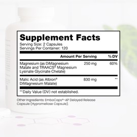 Pure TheraPro Rx Pure TheraPro Rx Optimum Magnesium Lysinate Glycinate & Di-Magnesium Malate, Made in USA | 4 Month Supply | Chelated Magnesium for Maximum Absorption, Supports Bone Health & Energy, 240 Count