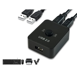 USB 2.0 Sharing Switch for Multiple Computers,USB 2.0 Switcher Sharing Keyboard and Mouse Printer Scanner Webcam, Includes 2 USB Printer Cables (1 Meter) (No LED + 2 USB Printer Cables)