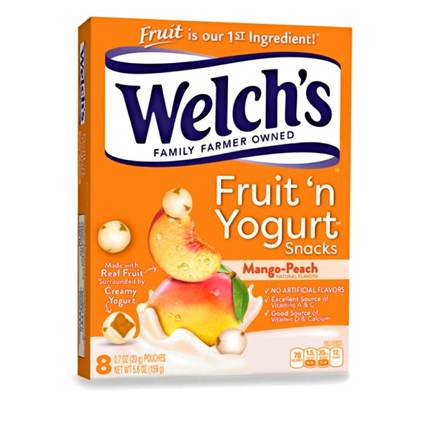 Welch’s fruit ‘n yogurt mango-peach fruit snacks 1 box of 8 (0.7oz) pouches