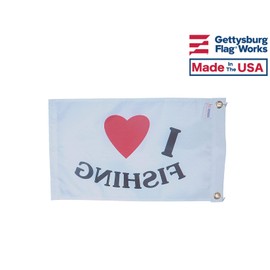 12x18" I Love Fishing Flag, All Weather Nylon for Outdoor Use, Made In USA