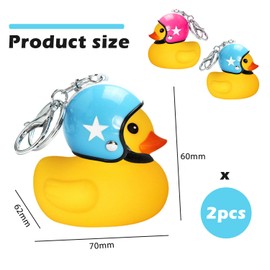 arrderly 2 Pieces Duck Duckling Charm Keyring Key with Helmet, Animal Pendant Rhinestone Keyring Car Bag Charm Gift for Women & Men