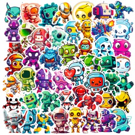 Bric Dodo Pack of 50 Robot Stickers Car Laptop Phone Guitar Skateboard Motorcycle Bicycle Robot Stickers Set Vinyl Waterproof Aesthetic Stickers for Teenagers Children Adults