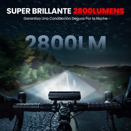 Luces para Bicicleta Recargable, 2800 lúmenes súper brillante para luces delantera de bicicleta, 5 modos de iluminación y hasta 12 h de duración, Linterna Bicicleta impermeable(5 faros 2800 lúmenes)
