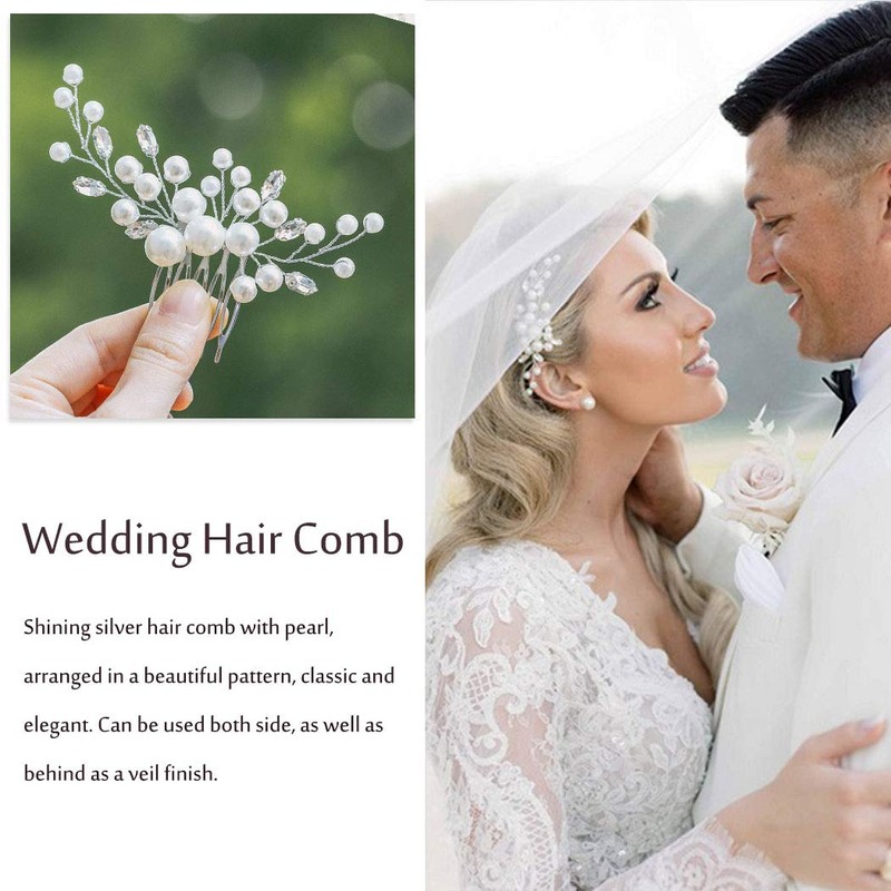 Unicra - Peine para el pelo de novia, color plateado