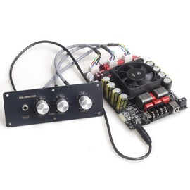 T220HS-W Power Amplifier Board 2.0 Channel 220W×2 with Treble and Bass, 12V-36V Audio Power Amplifier Module with Front Panel