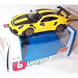 Burago Street fire yellow black striping P0RSCHE 911 GT car 1:43 scale Diecast model