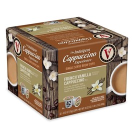 Victor Allen Indulgent French Vanilla Cappuccino Single Serve Cups BUNDLE - 42 Count w/ 5 RECIPES (Package May Vary)