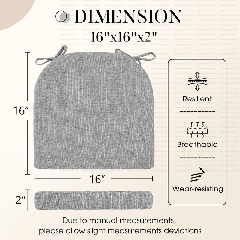 Basic Beyond Chair Cushions for Dining Chairs 6 Pack, Kitchen