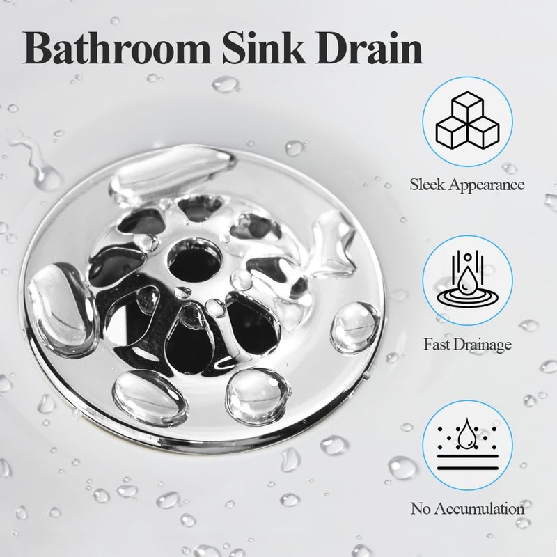 WiseWater 2-Pack Grid Bathroom Sink Drain Assembly with Overflow, 1-1/2