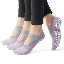 RainFlowwer Women's Yoga Socks, Pilates Socks Non-slip Breathable Elastic Dance Training Socks Combed Cotton Plus Size UK 4-8