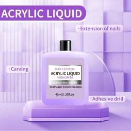 Gadcrystal Monomer Acrylic Nail Liquid,Nail Acrylic Liquid 40ml/1.3fl.oz,Acrylic Liquid for Nails,Acrylic Liquid Monomer,Acrylic Liquid for Acrylic Powder Nails Extension for Nail Art Manicure DIY