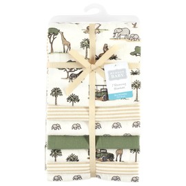 Hudson Baby Unisex Baby Cotton Flannel Receiving Blankets Bundle, Going On Safari, One Size