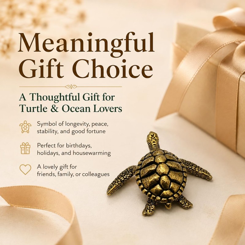 Brass Sea Turtle Figurine Coastal Home Decor Accent