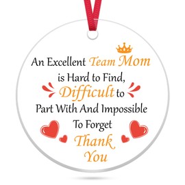 7.6CM Team Mom Appreciation Gifts Acrylic Christmas Ornament Thank You Gifts for Basketball Football Baseball Cheer Team Mom Team Leader Coach Leaving Retirement Christmas Birthday Gifts