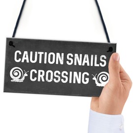 RED OCEAN Funny Snails Crossing Garden Sign Novelty Hanging Garden Shed Home Decor Signs
