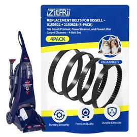 4-Pack Replacement Belts for Bissell Proheat Vacuum –Brush & Drive Belts – Fits Models 1694W, 1697, 1698, 1699, 1799, 1846, 7901, 7920, 7950, 8806, 8905, 8910 – Replaces Parts 0150621 & 2150628