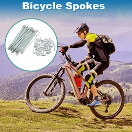 A ABSOPRO 36 Set 14G Bicycle Spokes 72mm Bike Wheel Spokes Galvanized Carbon Steel Silver Tone