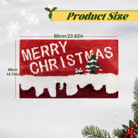 Christmas Door Mat Outdoor Indoor - Non-Slip Reindeer Carpet Mat for Holiday Entryway