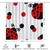 Cute Red Ladybug 4 Piece Shower Curtain Sets, Non-Slip Rugs,