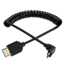 HUHANGGod 8K Mini HDMI to HDMI 2.1 Coiled Cable, Spring Gold, HDMI to Mini HDMI Cable, 8K@60Hz 48Gbps, Supports Dynamic HDR for Cameras, Camcorders Raspberry Pi (Straight) (Up)
