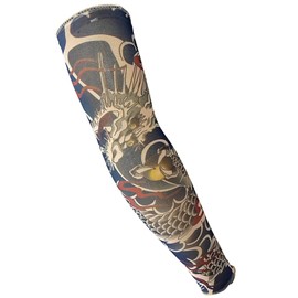 Omenluck Tattoo Arm Cover, Japanese Carved, Tattoo Pattern, Cool Feeling, Arm Cover, Sun Protection, UPF 50+, Anti-Slip, Sweat Absorbent, Quick Drying, Purple External Line Protection, Unisex, For