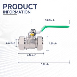 3/4"×3/4" Air Shut-Off Valve, Shop/Garage Air Line Fittings for Rapid Air System, Air Hose Fittings Fit for Compressed Air Piping, Brass Ball Valve, 200psi Working Pressure