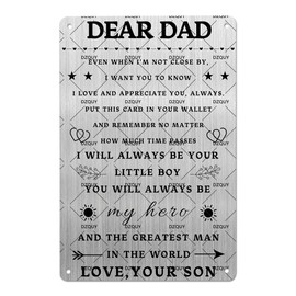 To My Dad Wood Sign - 12x8 Inch Rustic Metal Wall Decor for Father's Day, Birthday & Retirement Gift - Heartwarming Home & Office Plaque for Dad from Daughter (Gray-1)