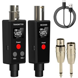 Elimavi 2.4GHz UHF Wireless Microphone System XLR Mic Adapter Wireless Transmitter and Receiver for Dynamic Microphone, Audio Mixer, PA System.