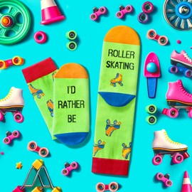 Zmart Funny Roller Skating Gifts Roller Skate Gifts Women Men Skater Gifts, Roller Skating Socks Roller Skate Socks Skater Socks