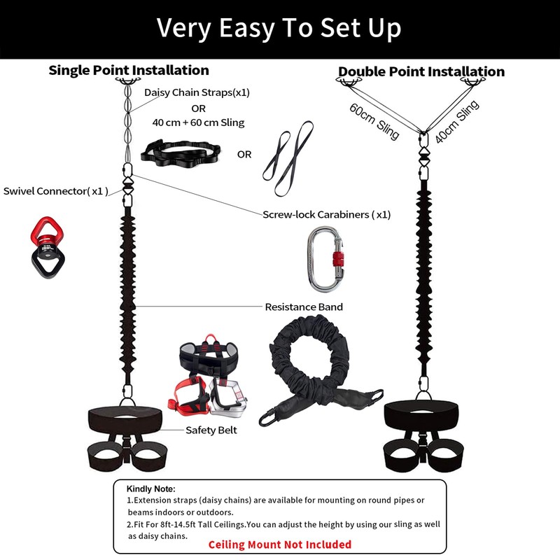 PRIOR FITNESS Bungee Fitness Set, Professional 4D Flying Exercise Bungee