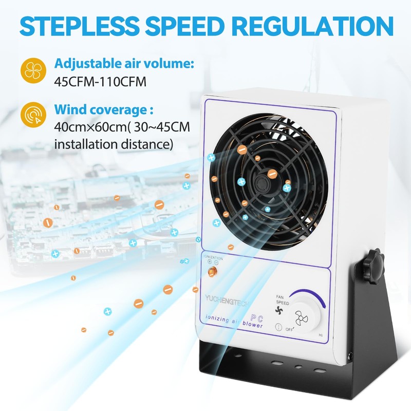 YUCHENGTECH Ionizing Air Blower Static Eliminator Fan Desktop Ionizer Air