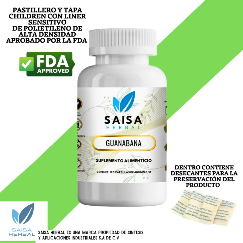 Guanabana 100% Pura Con 120 Cápsulas Saisa Herbal