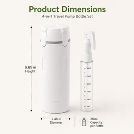 4-in-1 Travel Dispenser Bottle, TSA Approved Leak Proof Refillable Travel Toiletry Containers for Lotion & Cream, 4 Pack 30ml Trip Kit with Labels, Portable for Business Trip & Daily Use (White)
