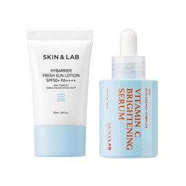 SKIN & LAB Vitamin C Brightening Serum, 1.0 fl oz (30 ml) + High Barrier Fresh Sun Lotion, 1.7 fl oz (50 ml), Set of 2, Sunscreen, Serum