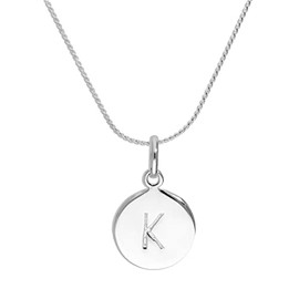 jewellerybox Sterling Silver Initial Letter K Necklace - 18 Inches - No Colour