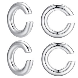 Fokoo Ear Cuff de Inoxidable de Hipoalergénicos, 2 Piezas Aretes sin Perforación para Cartílago, Puños Abiertos, Diseño Redondo, Más de Moda, Mejor Regalo para Mujeres En Cumpleaños y Aniversarios.(Plata)