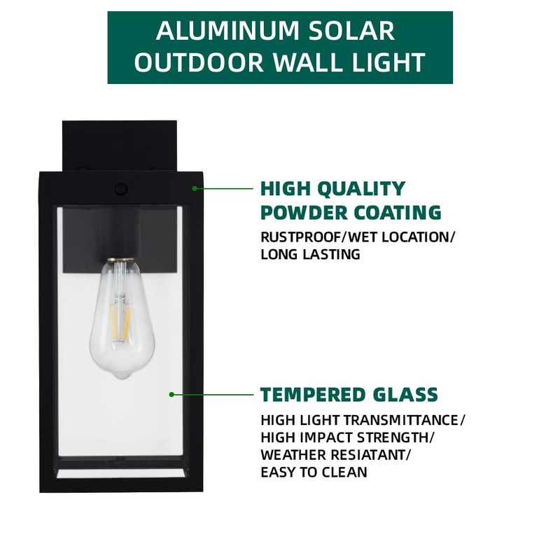 MDENLT Solar Wall Lights Outdoor Waterproof Aluminum Solar Sconce Lights