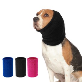 SLSON Dog Ear Protectors Double Layer Thickened Ear Wraps for Dogs Quiet Head Cover Sleeves Dog Hoodie for Anxiety Relief, Dogs Grooming and Force Drying, Warm Winter (Black, Medium)