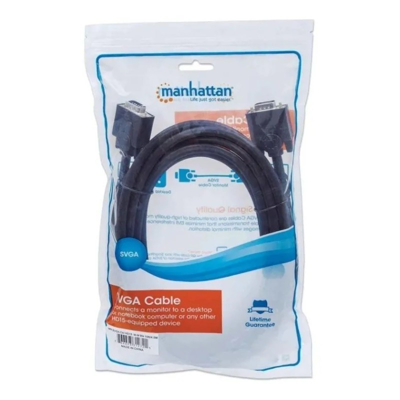 Cable VGA Manhattan Macho a Macho 4.5m Blindado Alta Calidad