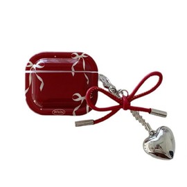 GULVQYF Headphone Case for Airpods 4 with Kaychain, Stylish Bow Pattern Shockproof Soft Earbuds Cover for Women/Girls (B)