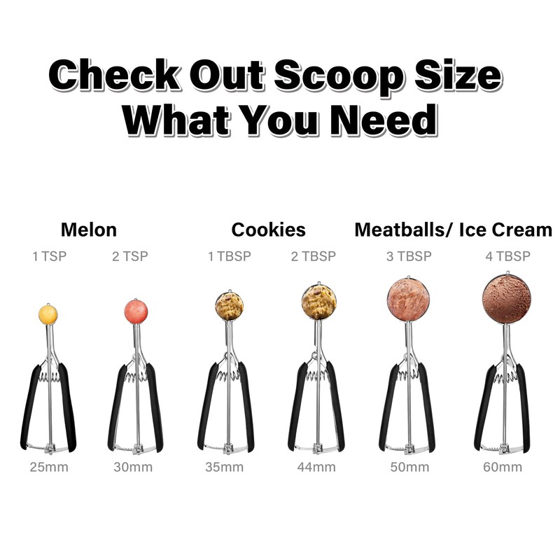 Cookie Scoop 2 Tbsp, TJ POP Professional Stainless Steel Ice