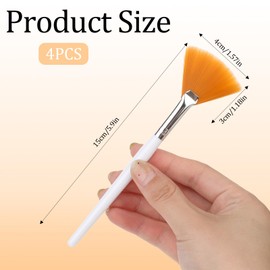 Giantree 4 Pcs Facial Fan Mask Brushes, Fan Brushes Esthetician, Soft Facial Applicator Brushes Tools, Makeup Fan Brush Tool for Mud Cream Loose Powder Highlighting and Blush(Yellow and Two-Color)
