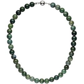Jobo Women's Necklace Moss Agate 45 cm Stone Chain Gemstone Necklace, Metal, moss agate