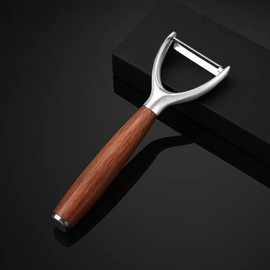 ELUBLU Premium 304 Stainless Steel Upgrade Vegetable Peeler Multifunctional Potato Peeler with Real Wood Handle, Ultrasonic Sharp, Robust Blade, Ergonomic and Non-Slip Handle (Type Y)