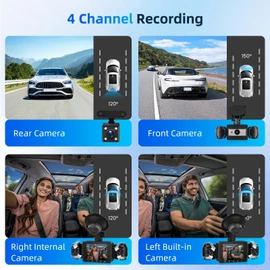 Hodozzy 4 Channel Dash Cam Car 1080P, 360° View Front Rear Left Right Dash Cam with Loop Recording, Night Vision, G-Sensor, 24H Parking Mode, Motion Detection, Exposure Compensation + 64G TF Card