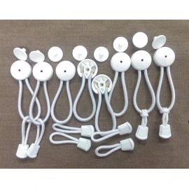 StayPut 6 White Bungee Shock Cord Clip & Pull Cord & Knob "Stayput" Tie Down Boat Cover