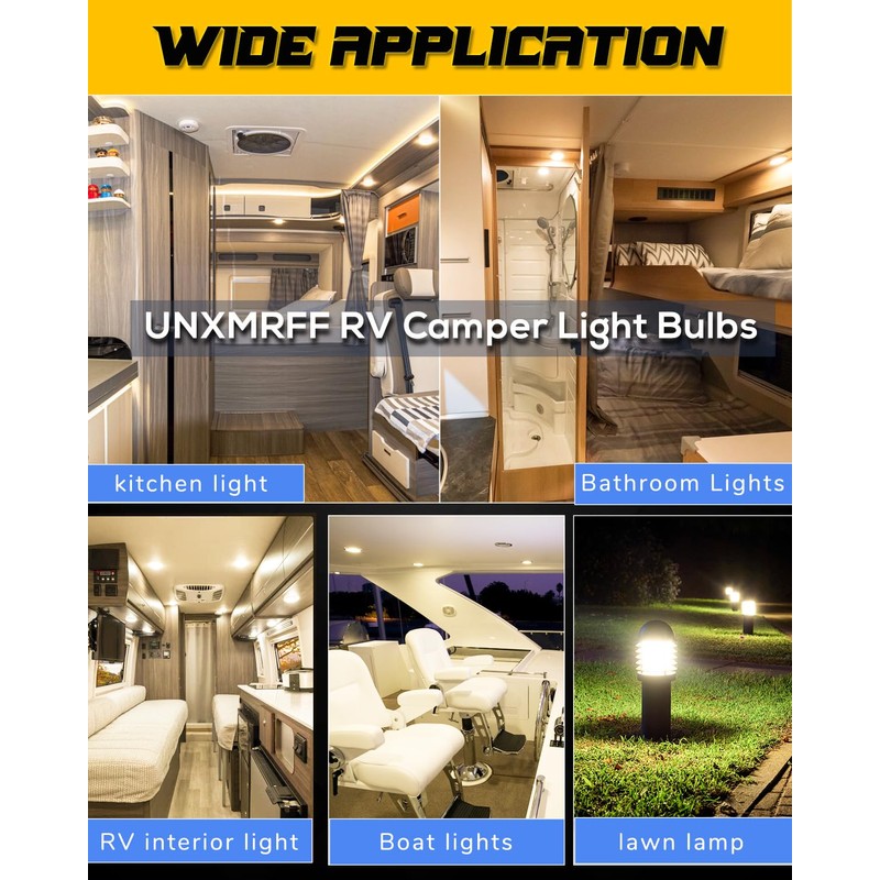 UNXMRFF 3-Pack BA15S LED 12Volt RV Camper Interior Light Bulbs,1141